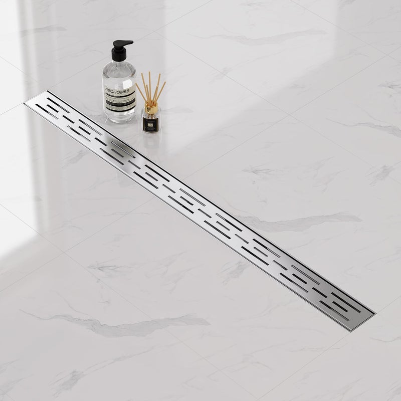 Neodrain مصرف دش خطي مستطيل نيدودرين 36 بوصة مع شبكة بنمط طوب، مصرف أرضية حمام من الفولاذ المقاوم للصدأ 304 مصقول، مصرف خطي للدش ومصفاة شعر، أقدام مستوى، معتمد من CUPC - Image 5